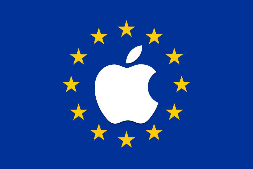 Apple logo i EU-flaggan