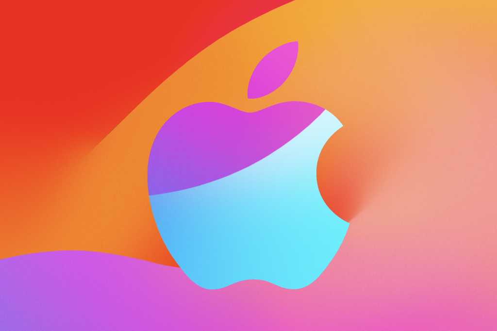 Apple logo with iOS 17 wallpaper