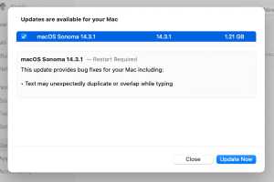 Apple releases macOS Sonoma 14.3.1 update with fix for typing bug