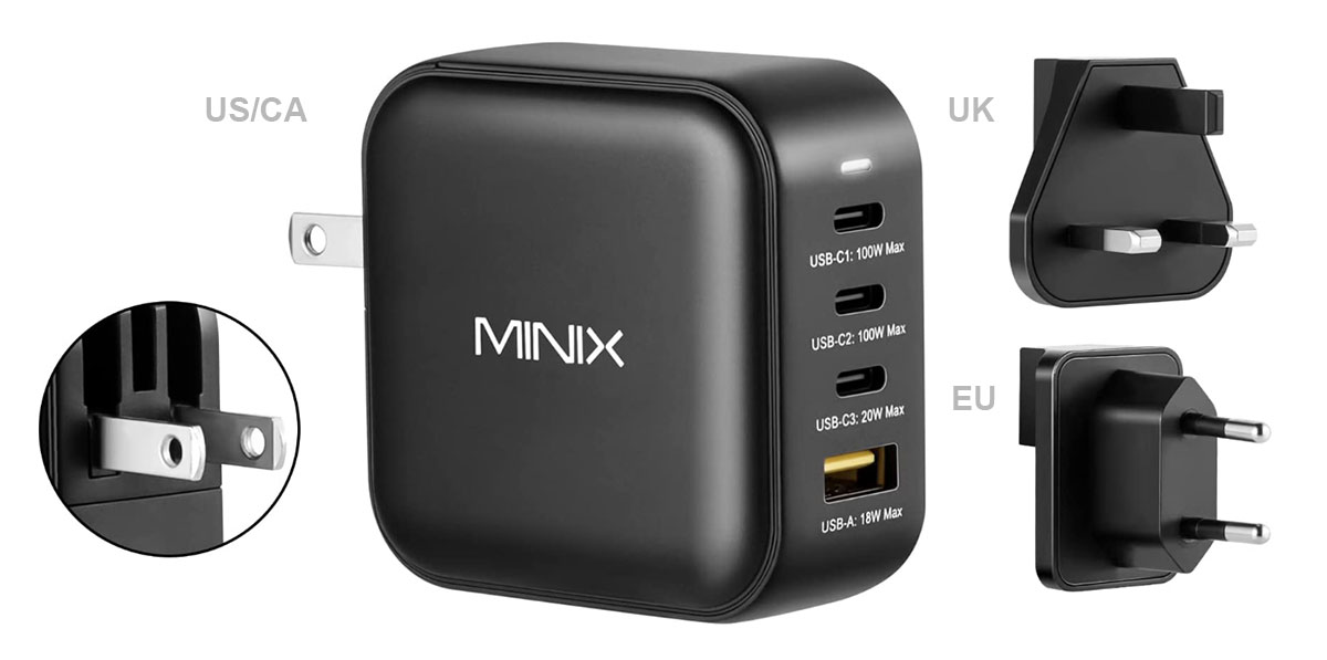Minix Neo P3 100W Turbo 4-Ports – Best budget travel wall charger