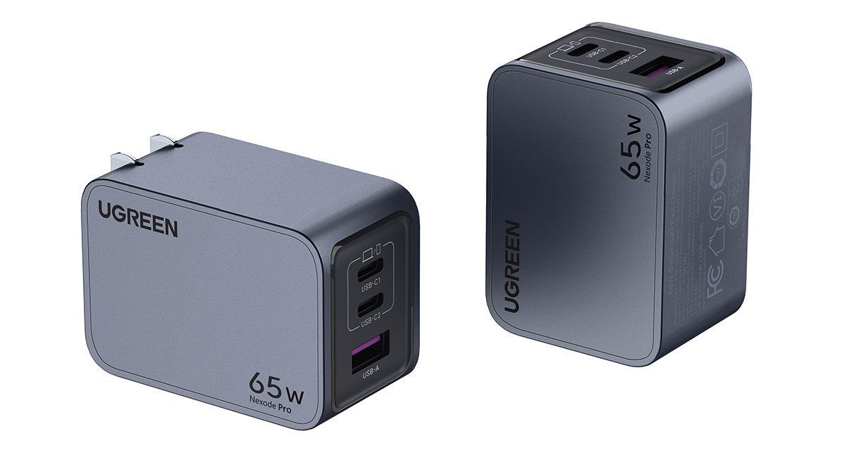 Ugreen Nexode Pro 65W – Best= 3-port 65W USB-C wall charger
